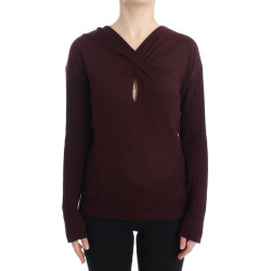 Elegant Purple Keyhole Wool Sweater