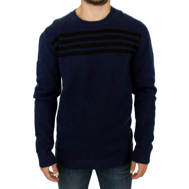 Chic Blue Striped Crewneck Sweater Pullover