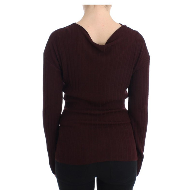 Elegant Purple Keyhole Wool Sweater
