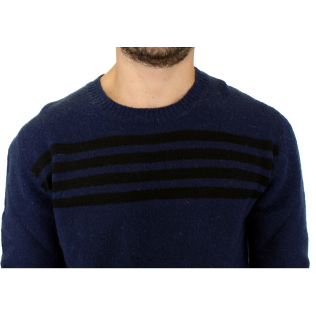 Chic Blue Striped Crewneck Sweater Pullover