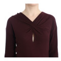 Elegant Purple Keyhole Wool Sweater