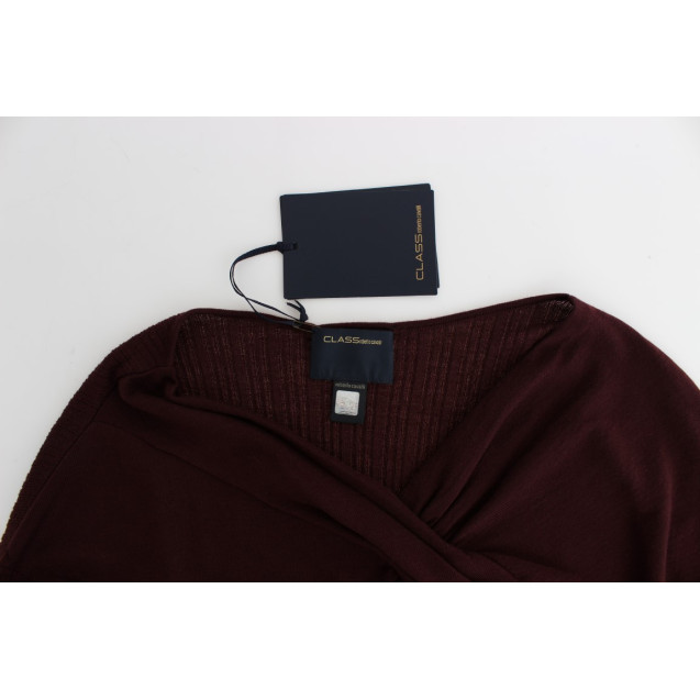 Elegant Purple Keyhole Wool Sweater