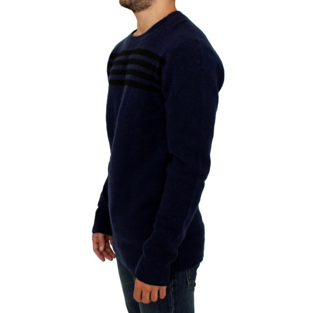 Chic Blue Striped Crewneck Sweater Pullover