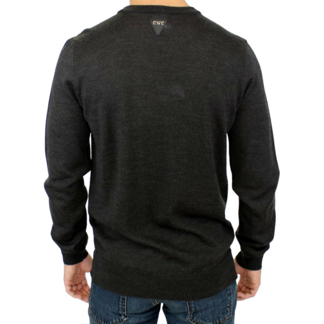 Gray crewneck pullover sweater