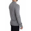 Elegant Gray Silk-Cashmere V-Neck Sweater