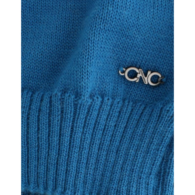 Blue knitted scoopneck sweater