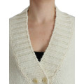 Elegant White Knitted Cape-Cardigan Hybrid
