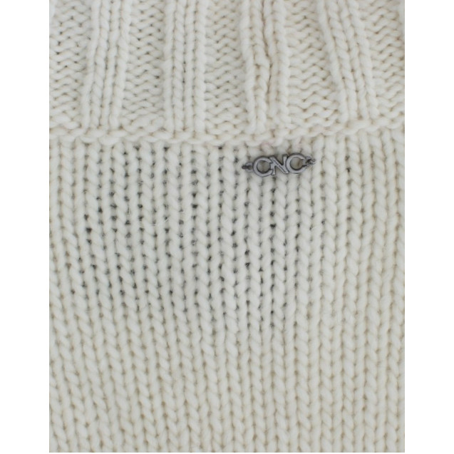 Elegant White Knitted Cape-Cardigan Hybrid