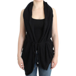 Black sleeveless knitted cardigan