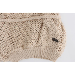 Beige V-Neck Belted Knit Vest