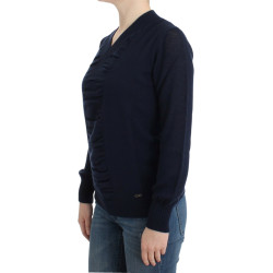 Dark blue V-neck wool sweater