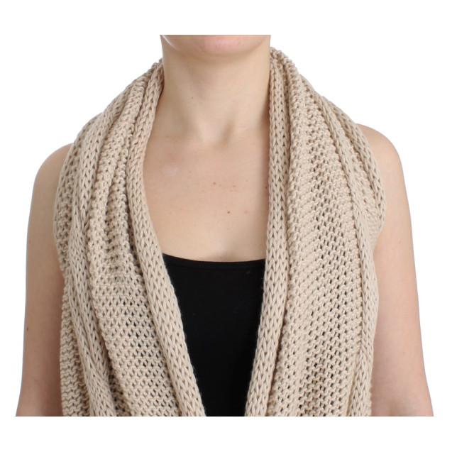 Beige V-Neck Belted Knit Vest