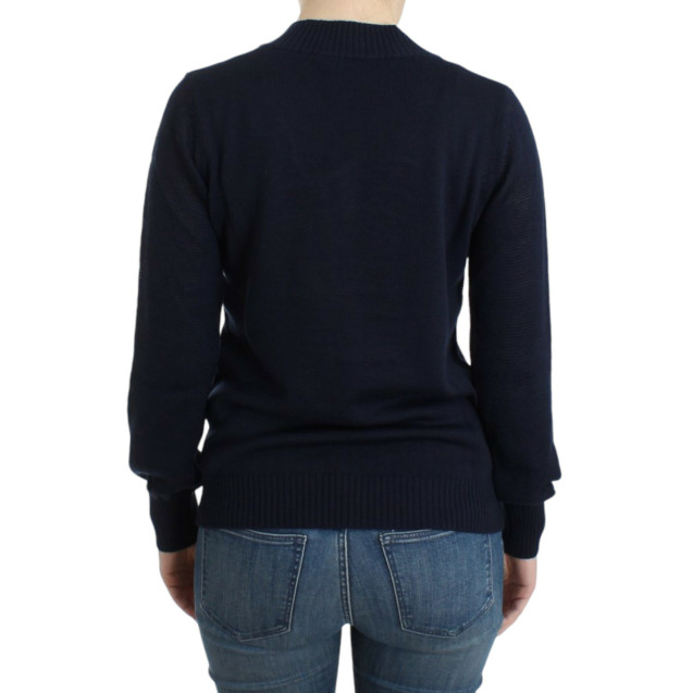 Dark blue V-neck wool sweater