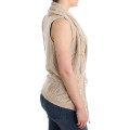 Beige V-Neck Belted Knit Vest