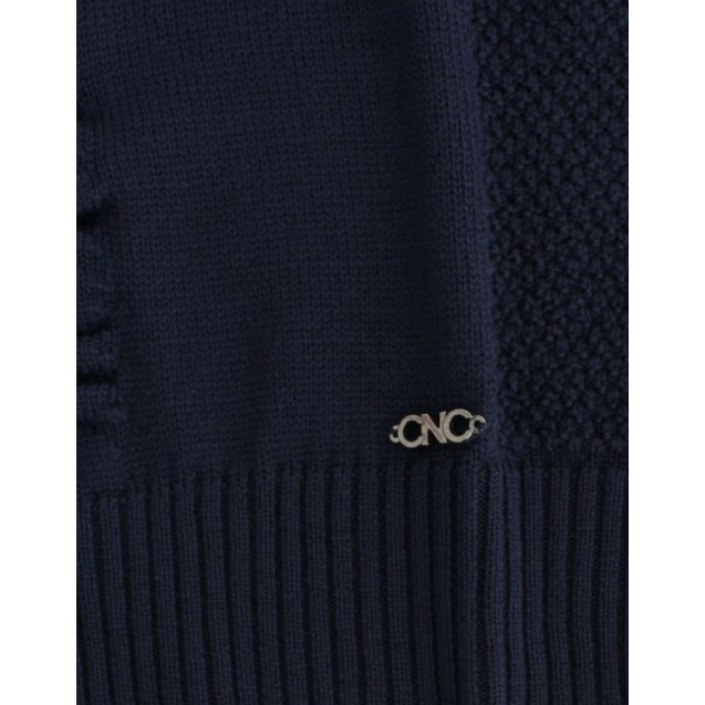 Dark blue V-neck wool sweater