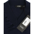 Dark blue V-neck wool sweater