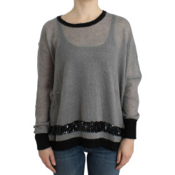 Gray embellished asymmetric sweater