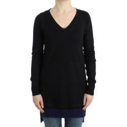 Black V-neck lightweight sweater
