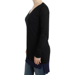 Black V-neck lightweight sweater