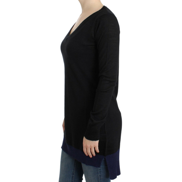 Black V-neck lightweight sweater