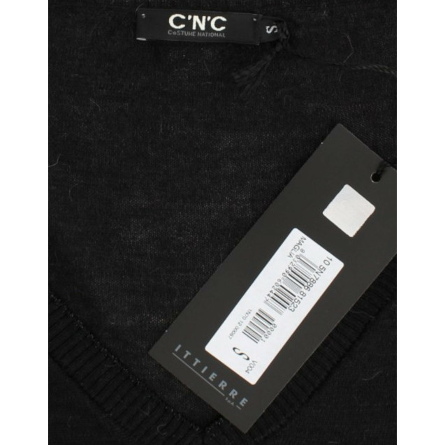 Black V-neck lightweight sweater