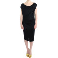 Elegant Black Knee-Length Viscose Dress
