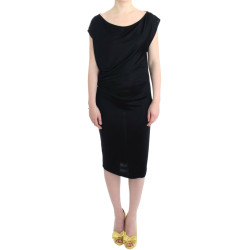 Elegant Black Knee-Length Viscose Dress